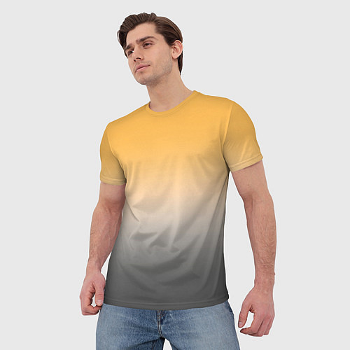 Мужская футболка Бледный жёлто-серый градиент / 3D-принт – фото 3