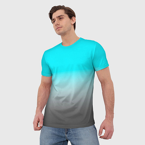 Мужская футболка Серо-голубой светлый градиент / 3D-принт – фото 3