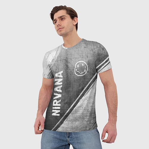 Мужская футболка Nirvana - grey gradient вертикально / 3D-принт – фото 3
