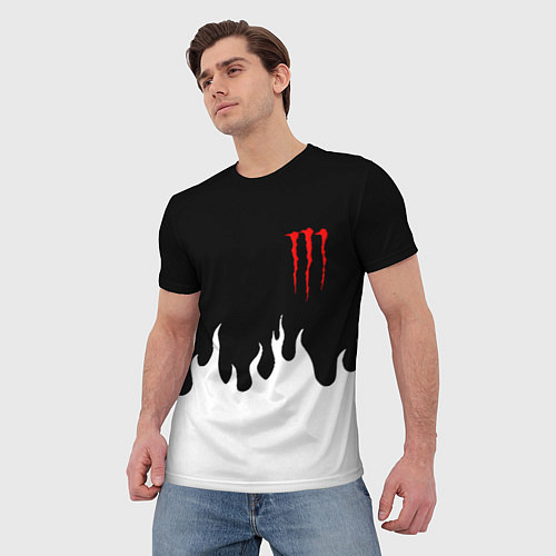 Мужская футболка Monster energy red logo / 3D-принт – фото 3