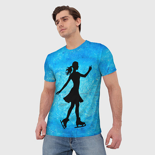 Мужская футболка Фигуристка на синем / 3D-принт – фото 3