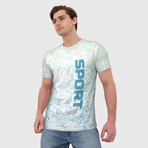 Мужская футболка Sport бело-голубой / 3D-принт – фото 3