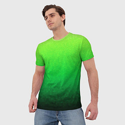 Футболка мужская Градиент мозаика зелёный в тёмный, цвет: 3D-принт — фото 2