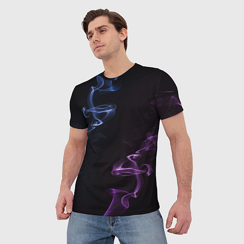 Мужская футболка Color black blue pink / 3D-принт – фото 3