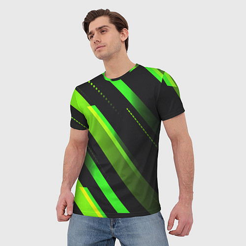 Мужская футболка Color black green / 3D-принт – фото 3
