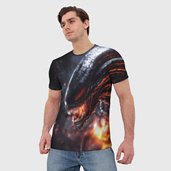 Футболка мужская Голова Чужого из космоса, цвет: 3D-принт — фото 2