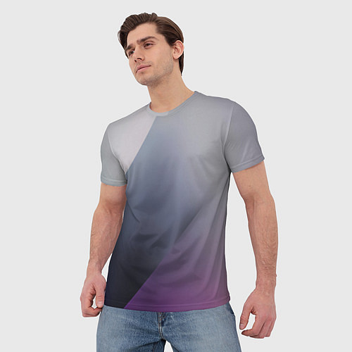 Мужская футболка Color grey with stripes / 3D-принт – фото 3