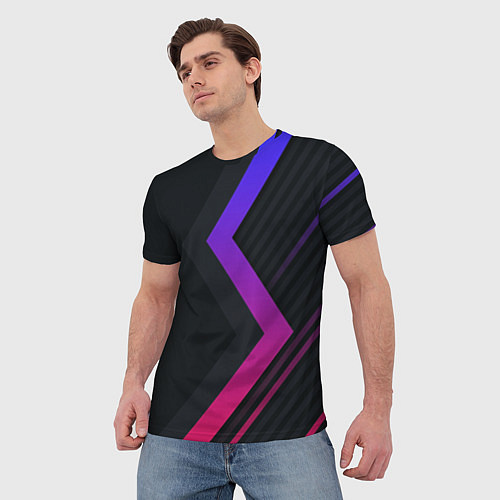 Мужская футболка Color black line / 3D-принт – фото 3