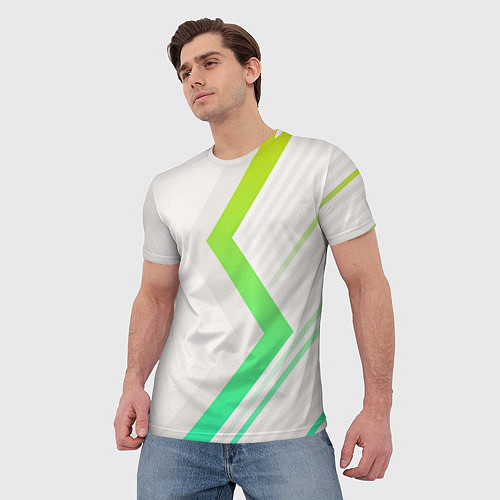 Мужская футболка Color white line green / 3D-принт – фото 3