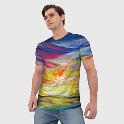 Футболка мужская Scarlet rays of sunset, цвет: 3D-принт — фото 2
