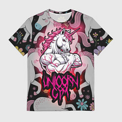 Футболка мужская Единорог gym, цвет: 3D-принт