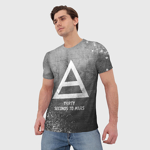 Мужская футболка Thirty Seconds to Mars - grey gradient / 3D-принт – фото 3