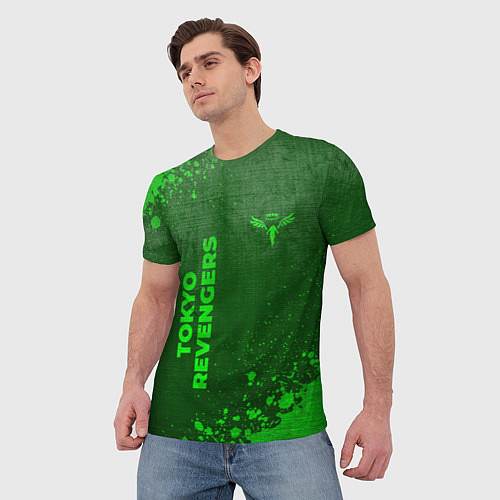 Мужская футболка Tokyo Revengers - green gradient вертикально / 3D-принт – фото 3