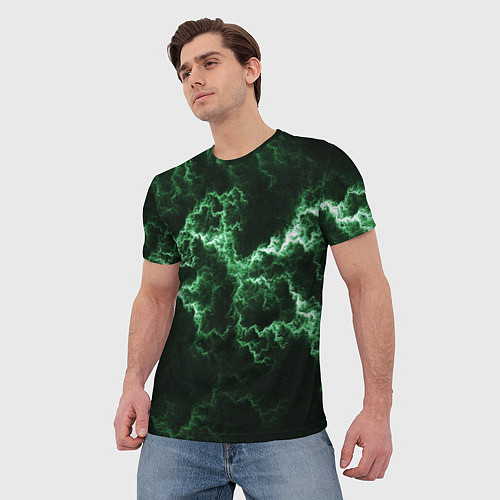Мужская футболка Lightning green line / 3D-принт – фото 3