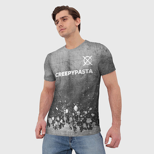 Мужская футболка CreepyPasta - grey gradient посередине / 3D-принт – фото 3