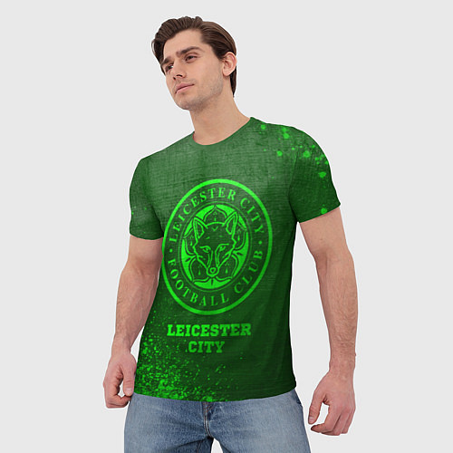 Мужская футболка Leicester City - green gradient / 3D-принт – фото 3