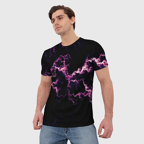 Мужская футболка Lightning pink glow / 3D-принт – фото 3
