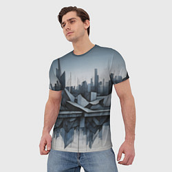 Футболка мужская Небоскребы и скалы, цвет: 3D-принт — фото 2