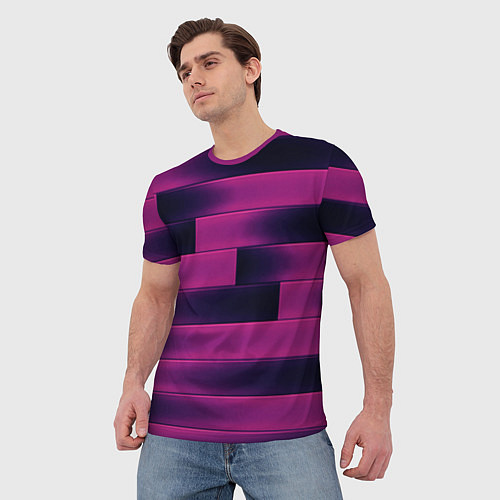 Мужская футболка Color pink square / 3D-принт – фото 3