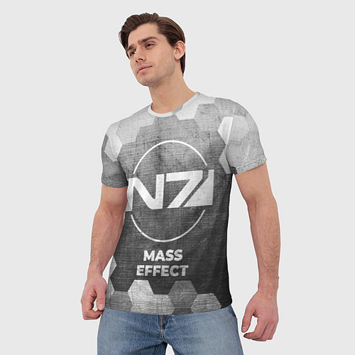 Мужская футболка Mass Effect - grey gradient / 3D-принт – фото 3