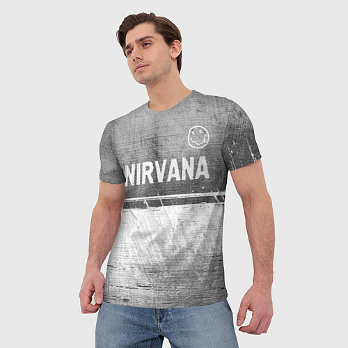 Мужская футболка Nirvana - grey gradient посередине / 3D-принт – фото 3