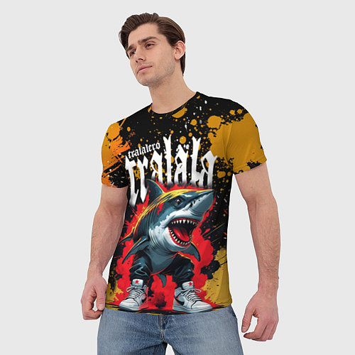 Мужская футболка Тралалера Тралала брейнрот мем - Акула в кроссовка / 3D-принт – фото 3