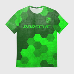 Футболка мужская Porsche - green gradient посередине, цвет: 3D-принт