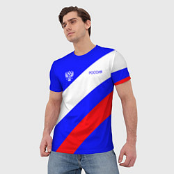 Футболка мужская Россия с гербом и цветами флага, цвет: 3D-принт — фото 2