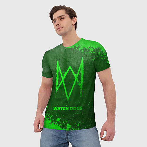 Мужская футболка Watch Dogs - green gradient / 3D-принт – фото 3