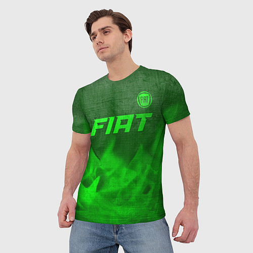 Мужская футболка Fiat - green gradient посередине / 3D-принт – фото 3