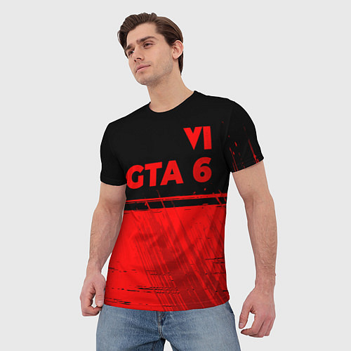 Мужская футболка GTA 6 - red gradient посередине / 3D-принт – фото 3