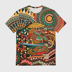Футболка мужская Цветной самурай, цвет: 3D-принт