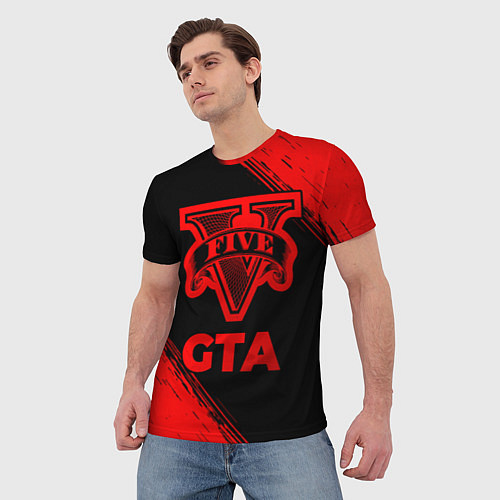 Мужская футболка GTA - red gradient / 3D-принт – фото 3