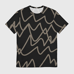 Футболка мужская Кривые рукописные линии чёрно-коричневый, цвет: 3D-принт