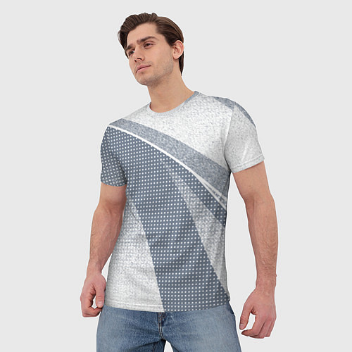 Мужская футболка Светлый серо-голубой текстурированный с полосой / 3D-принт – фото 3