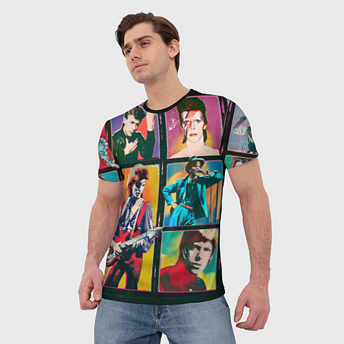 Мужская футболка David Bowie vintage collage / 3D-принт – фото 3