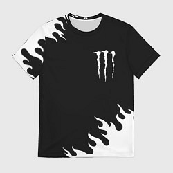 Футболка мужская Monster energy белый огонь, цвет: 3D-принт