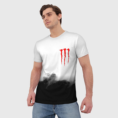 Мужская футболка Monster energy splash smoke / 3D-принт – фото 3