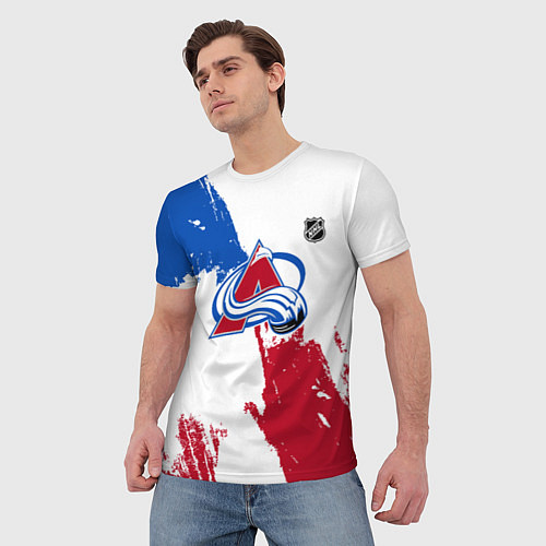 Мужская футболка Колорадо Эвеланш - брызги красок / 3D-принт – фото 3