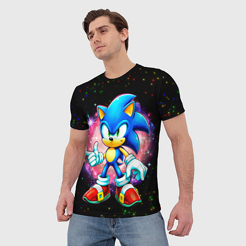 Мужская футболка Sonic in space / 3D-принт – фото 3