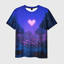 Футболка мужская Ночной лес Minecraft с сердечком луной, цвет: 3D-принт