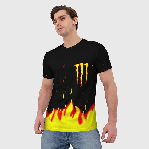 Мужская футболка Monster energy fire steel / 3D-принт – фото 3