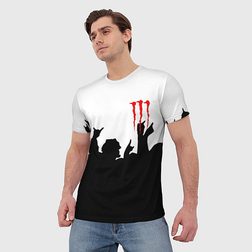 Мужская футболка Monster energy rock black / 3D-принт – фото 3