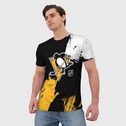 Футболка мужская Питтсбург Пингвинз - брызги, цвет: 3D-принт — фото 2