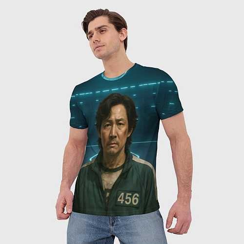 Мужская футболка Игрок 456 грустный - Игра в кальмара / 3D-принт – фото 3