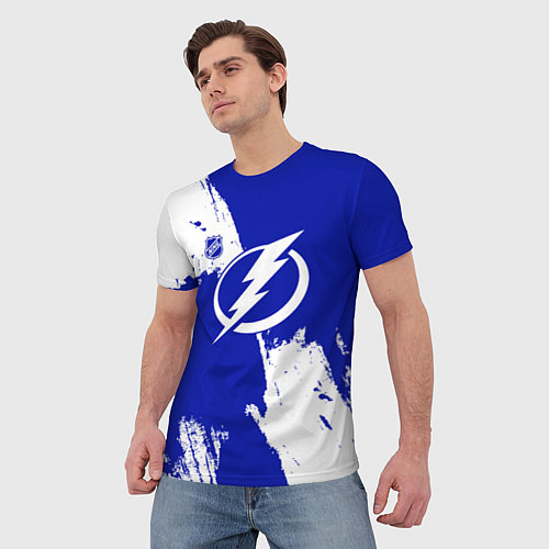 Мужская футболка Тампа Бэй Лайтнинг - синяя краска / 3D-принт – фото 3