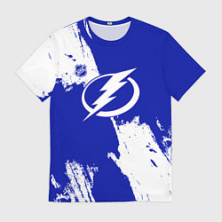 Футболка мужская Тампа Бэй Лайтнинг - синяя краска, цвет: 3D-принт