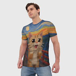 Футболка мужская Кот крик в стиле майнкрафт, цвет: 3D-принт — фото 2