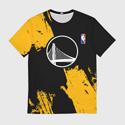 Футболка мужская Голден Стэйт Уорриорз - брызги желтой краски, цвет: 3D-принт