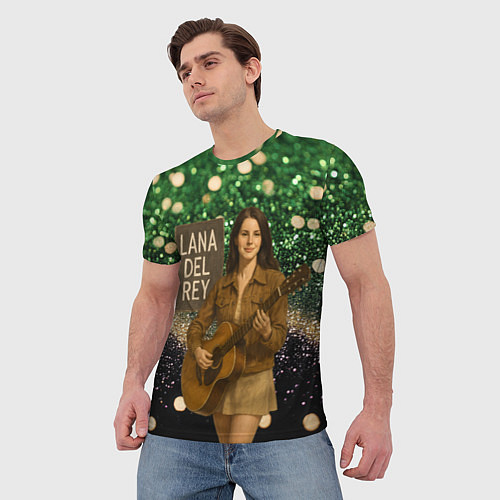 Мужская футболка Lana Del Rey играет на гитаре / 3D-принт – фото 3